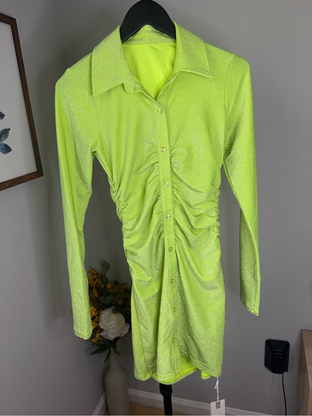 NWT Good American Lime Shimmer Dress with Tag